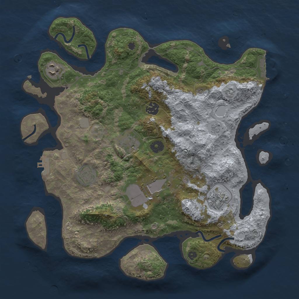 Rust Map: Procedural Map, Size: 3500, Seed: 1970011531, 13 Monuments