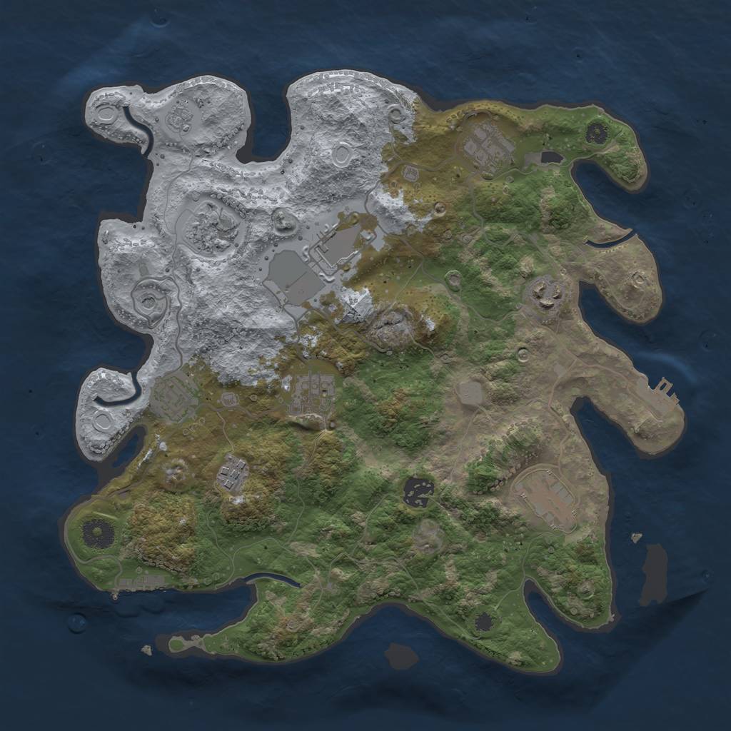 Rust Map: Procedural Map, Size: 3500, Seed: 22299944, 16 Monuments
