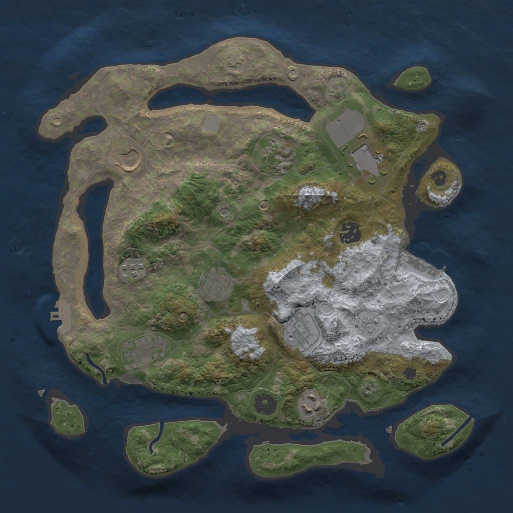 Rust Map: Procedural Map, Size: 3500, Seed: 7580884, 17 Monuments