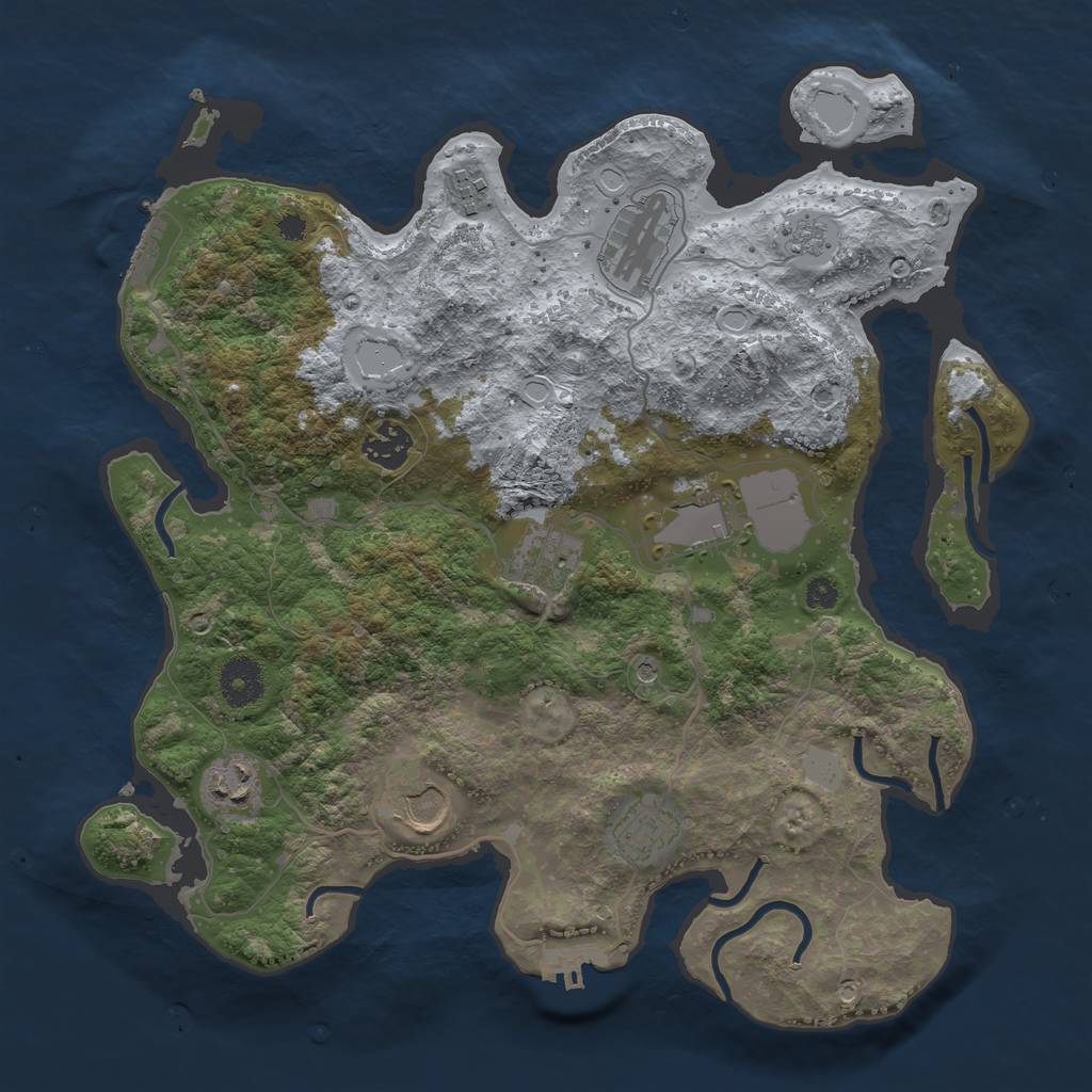 Rust Map: Procedural Map, Size: 3500, Seed: 1258169981, 15 Monuments