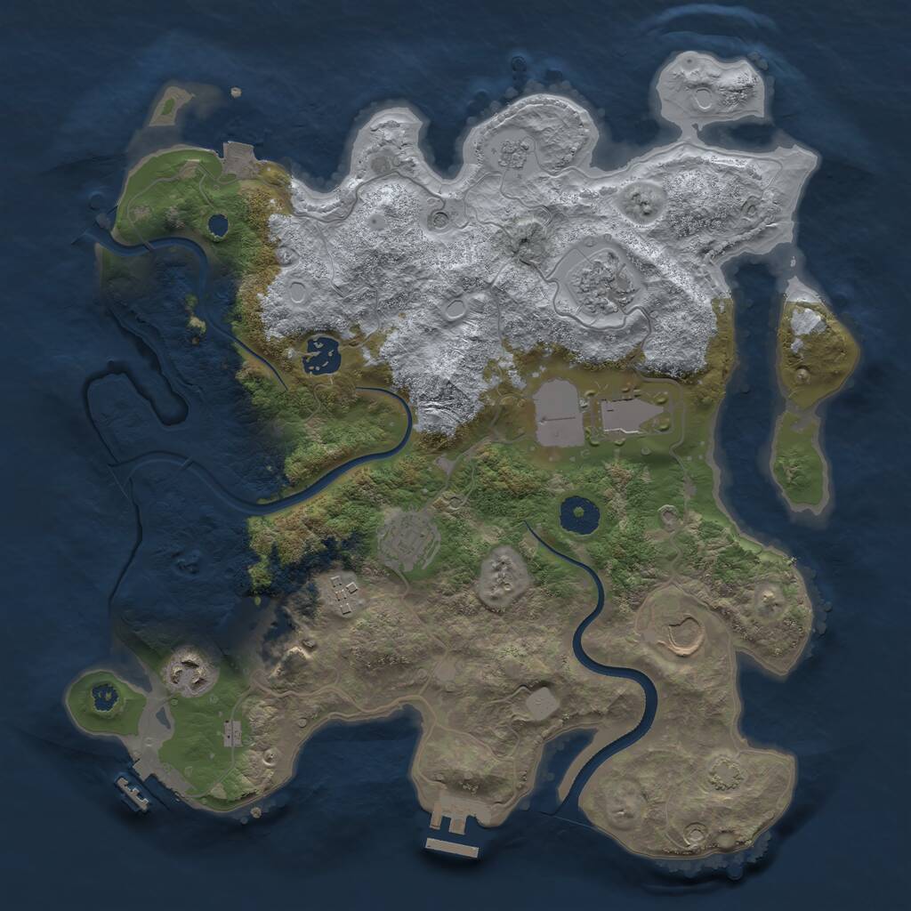 Rust Map: Procedural Map, Size: 3500, Seed: 1258169981, 14 Monuments
