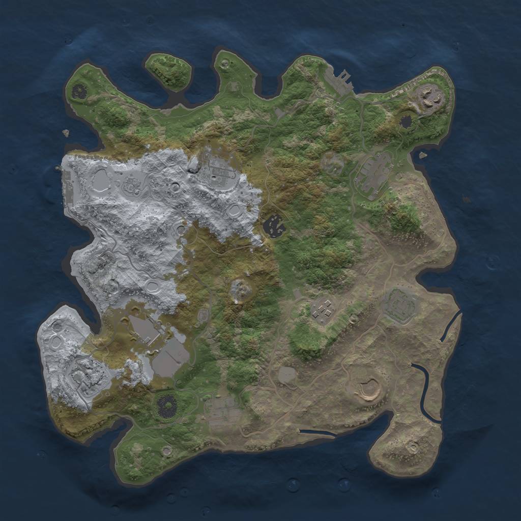 Rust Map: Procedural Map, Size: 3500, Seed: 855668349, 17 Monuments