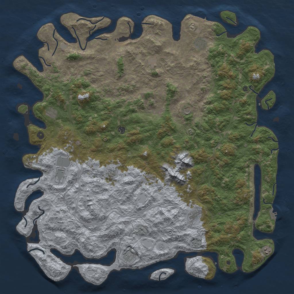 Rust Map: Procedural Map, Size: 6000, Seed: 163217777, 18 Monuments