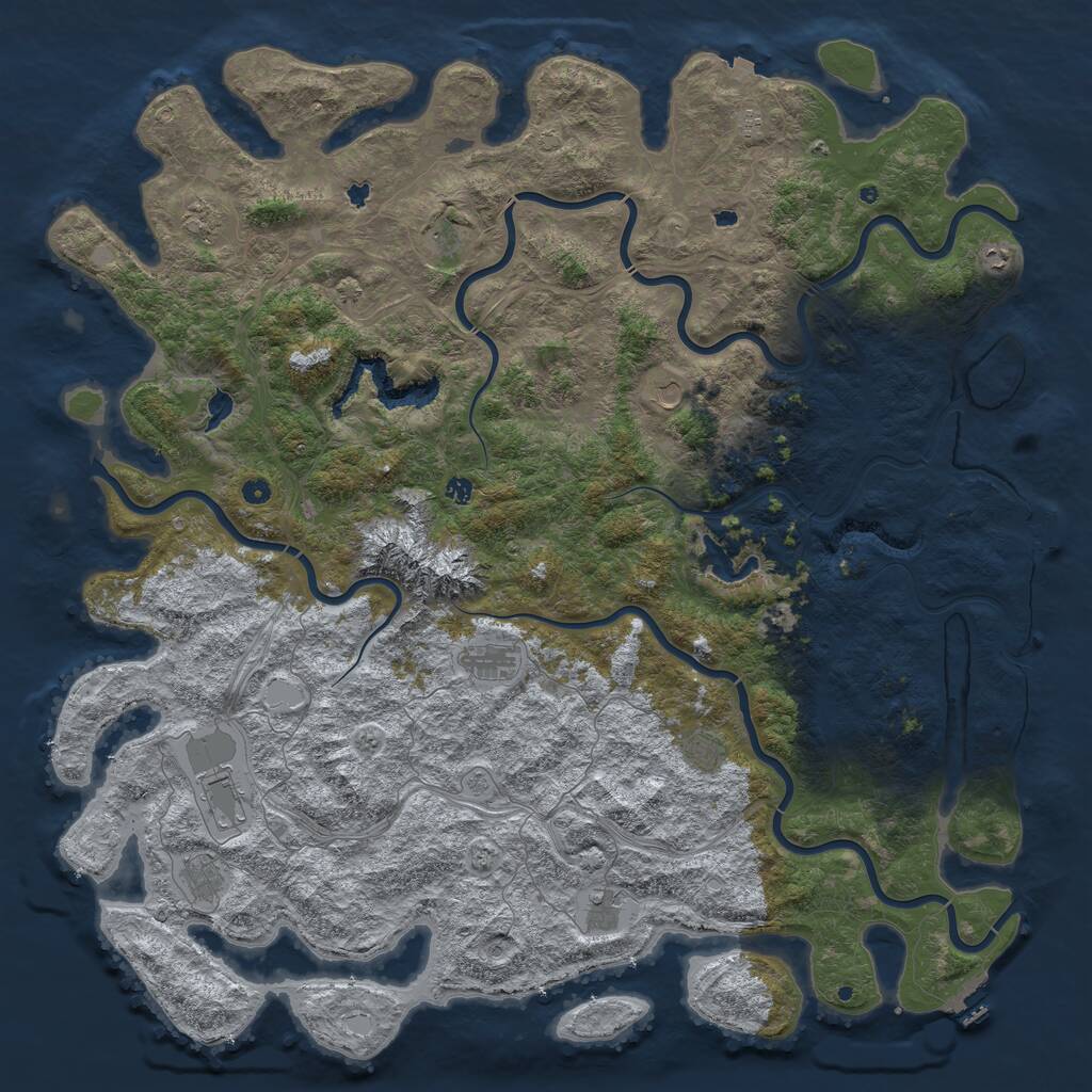 Rust Map: Procedural Map, Size: 6000, Seed: 163217777, 17 Monuments