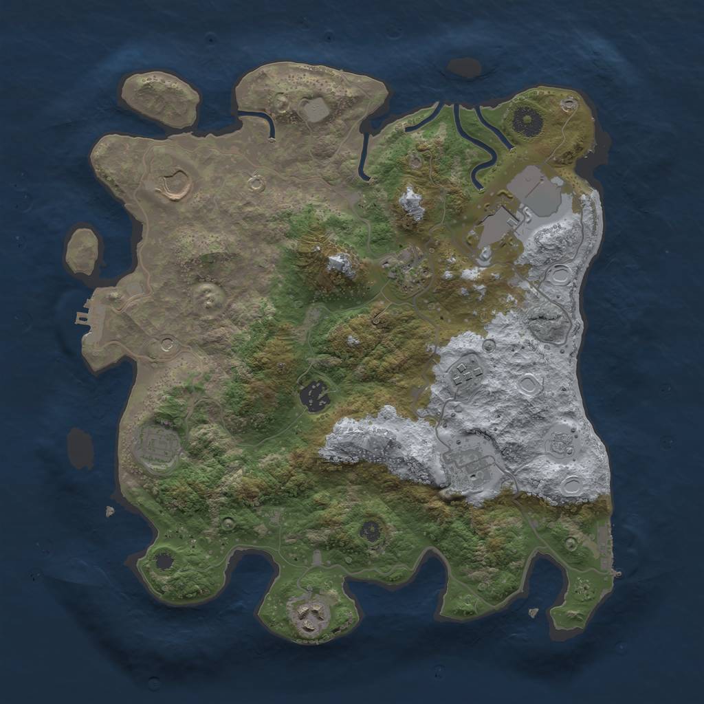 Rust Map: Procedural Map, Size: 3500, Seed: 1483136587, 15 Monuments