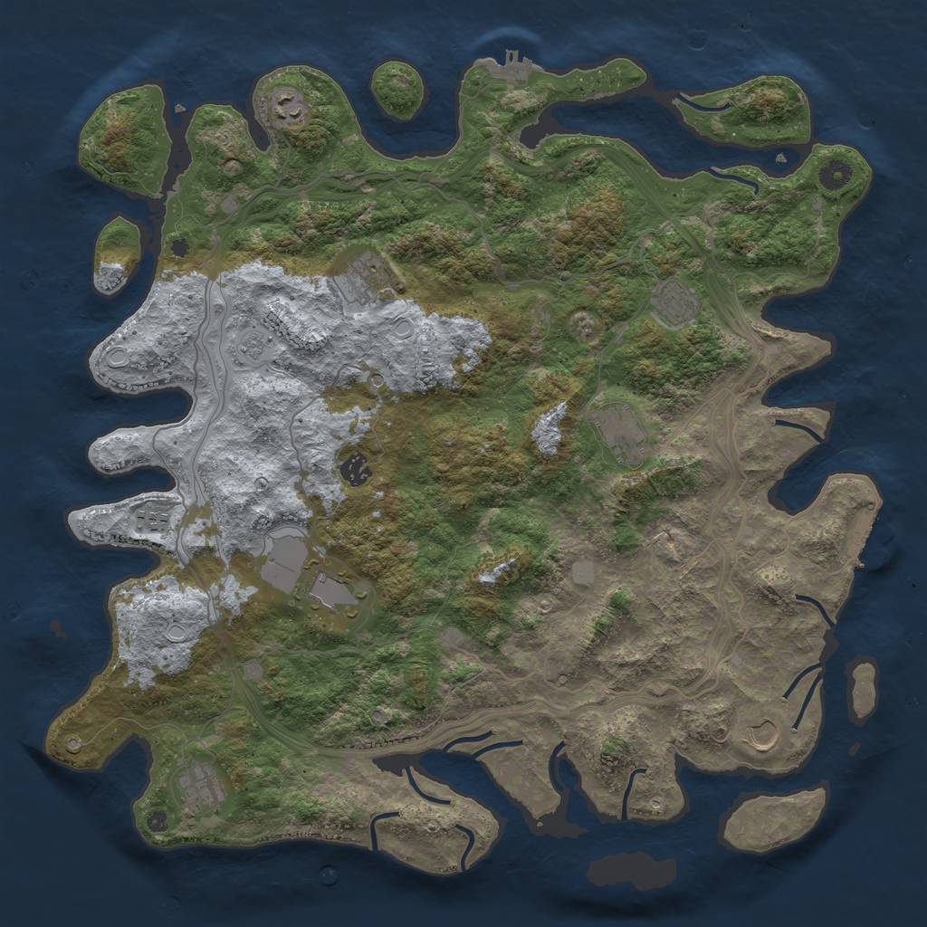 Rust Map: Procedural Map, Size: 4500, Seed: 23256286, 16 Monuments