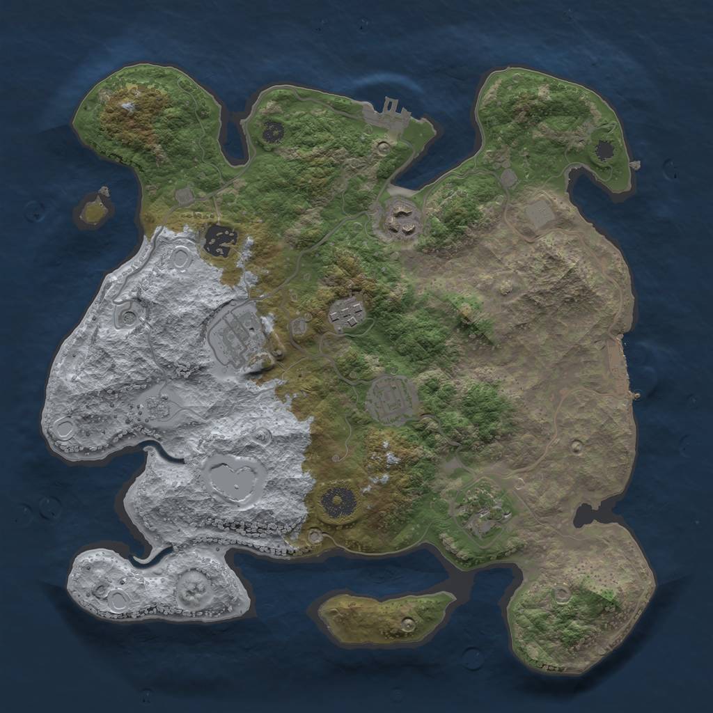 Rust Map: Procedural Map, Size: 3250, Seed: 3223, 13 Monuments