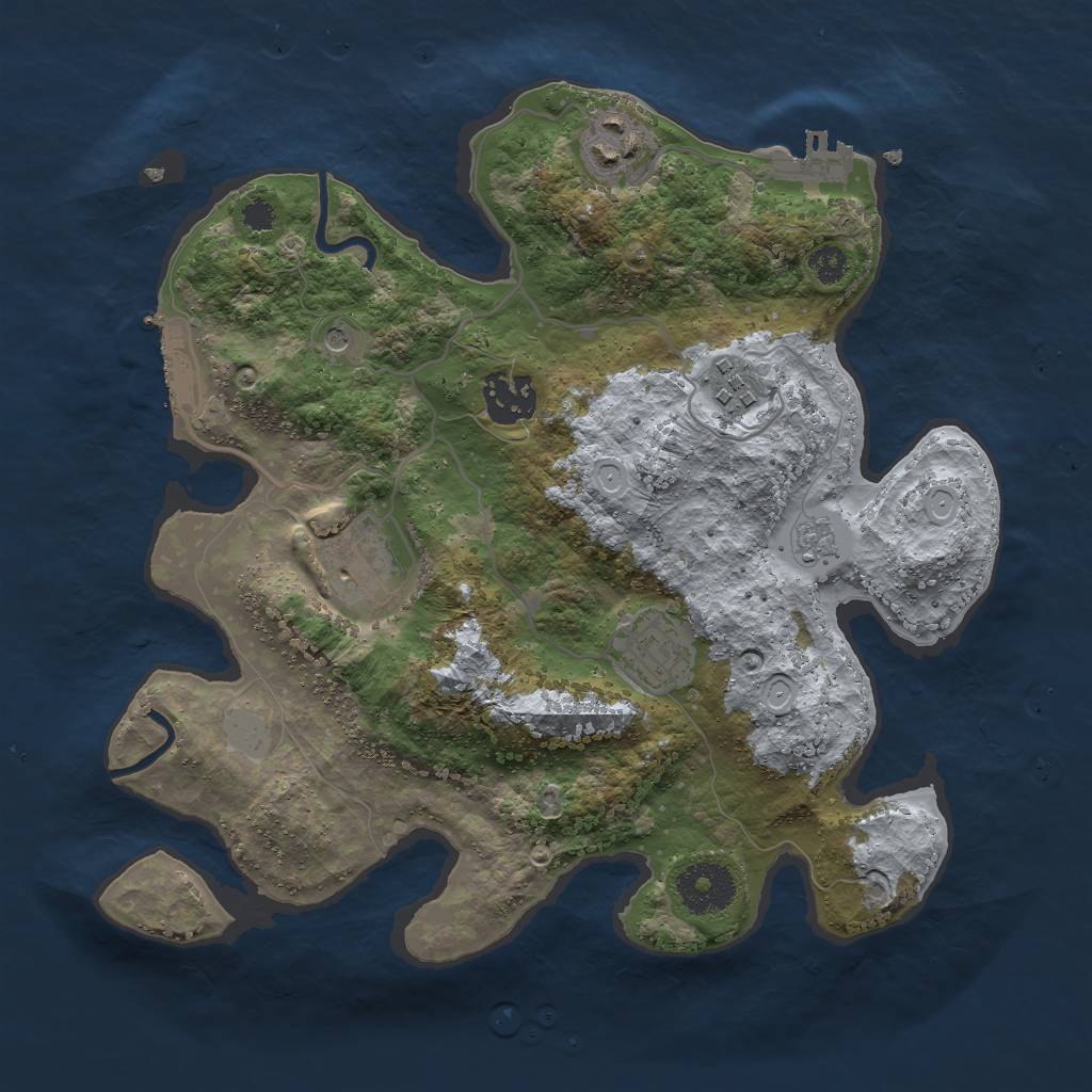 Rust Map: Procedural Map, Size: 3000, Seed: 480, 12 Monuments