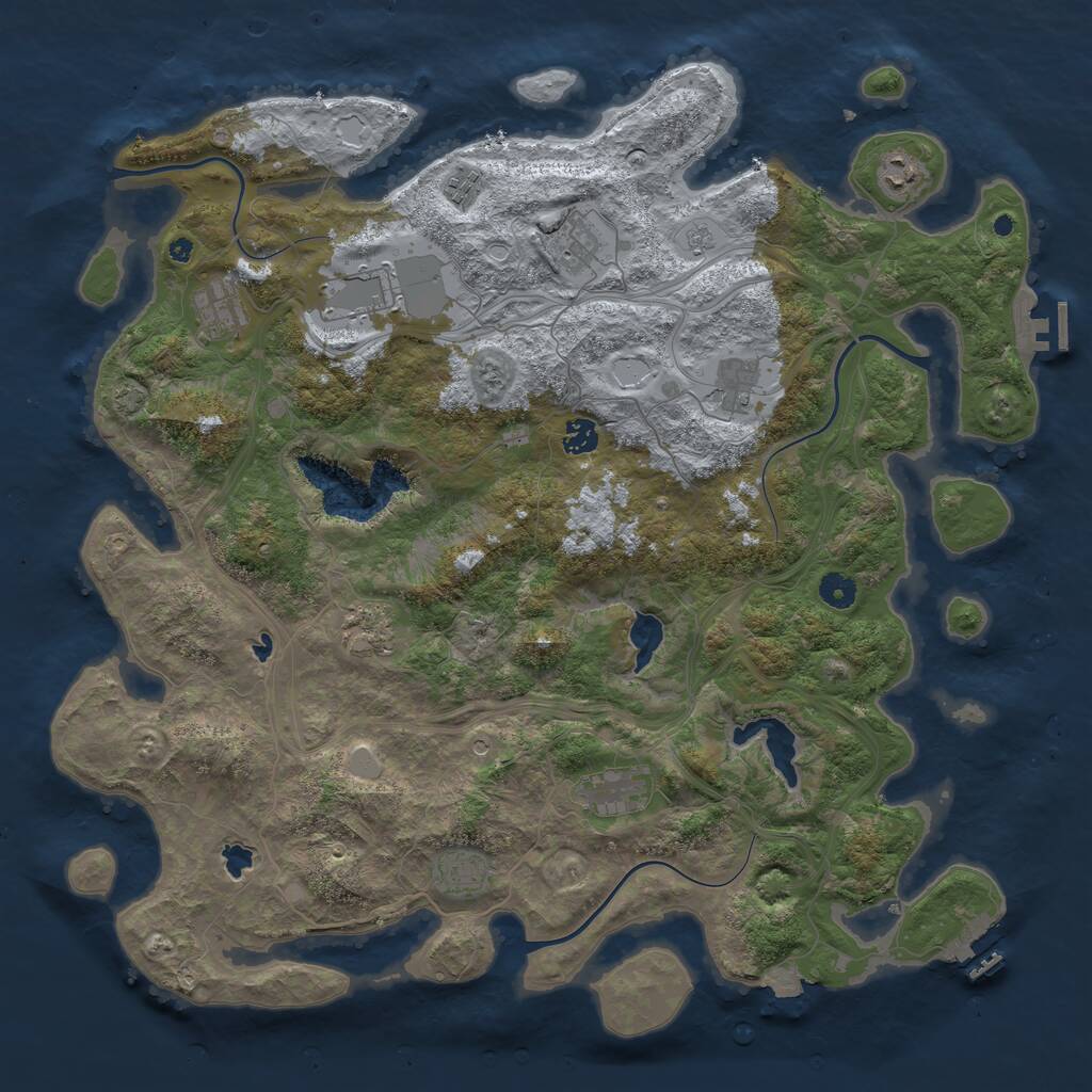 Rust Map: Procedural Map, Size: 4500, Seed: 1000383476, 16 Monuments