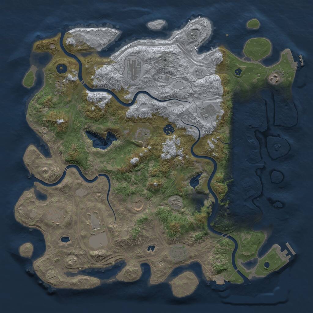 Rust Map: Procedural Map, Size: 4500, Seed: 1000383476, 17 Monuments