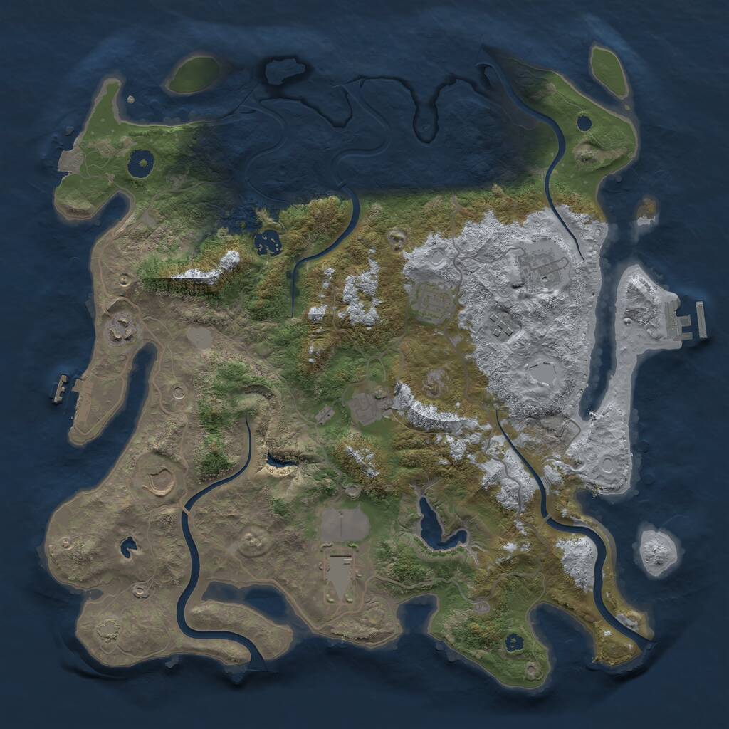 Rust Map: Procedural Map, Size: 4000, Seed: 9841447, 13 Monuments