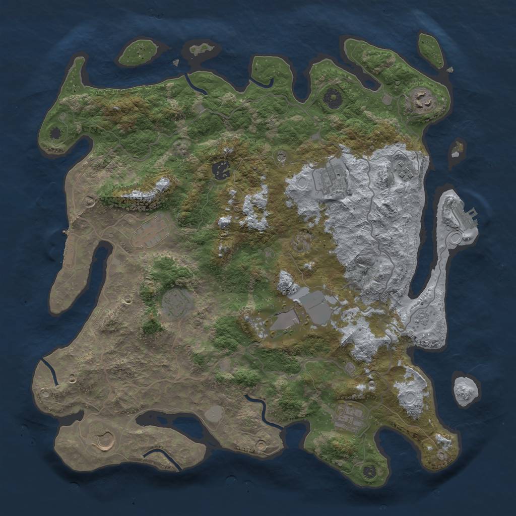 Rust Map: Procedural Map, Size: 4000, Seed: 9841447, 16 Monuments