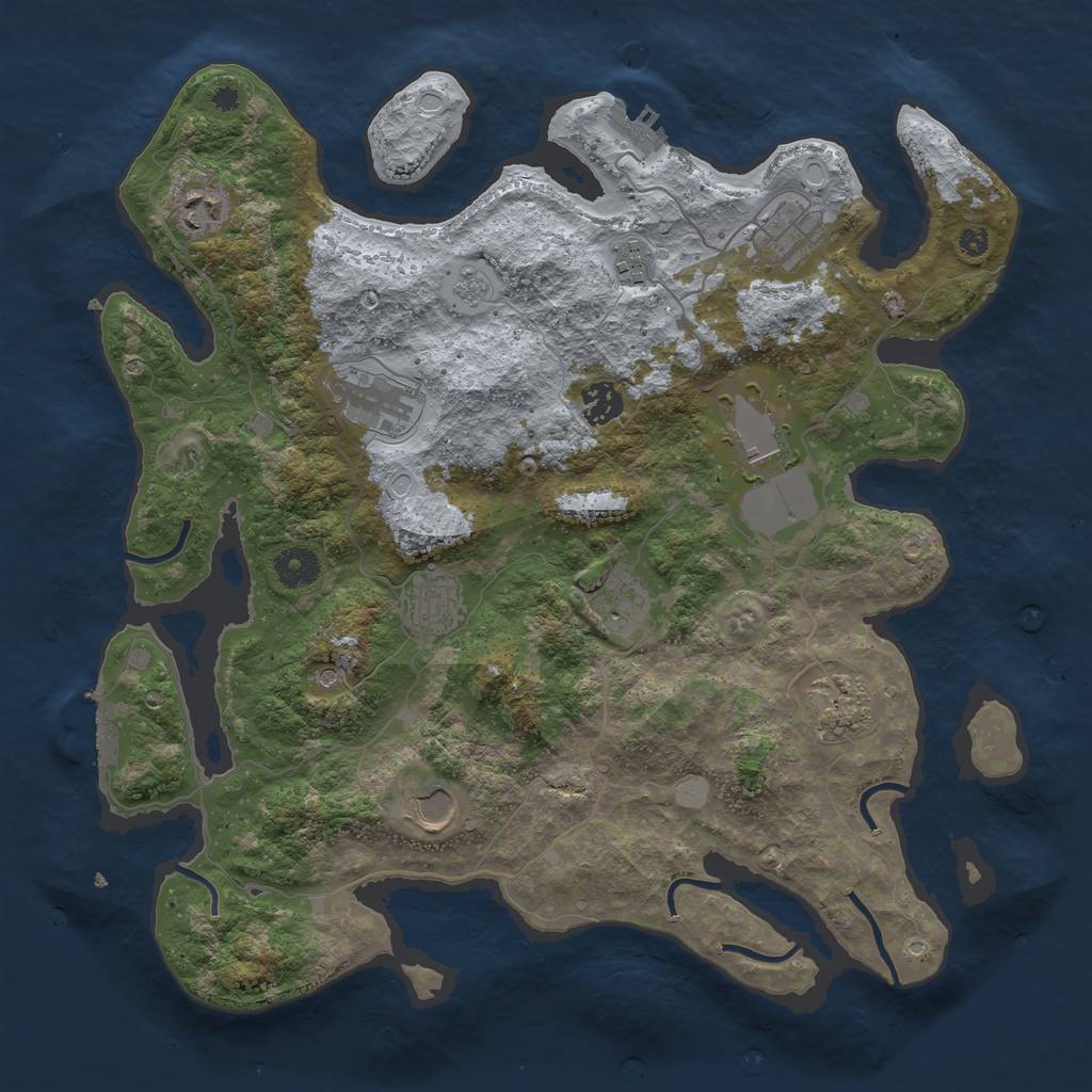 Rust Map: Procedural Map, Size: 3800, Seed: 158852951, 17 Monuments