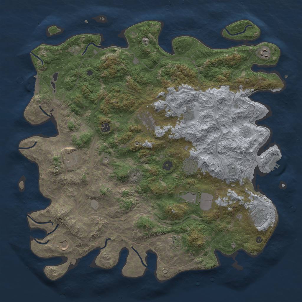 Rust Map: Procedural Map, Size: 4600, Seed: 826783738, 18 Monuments