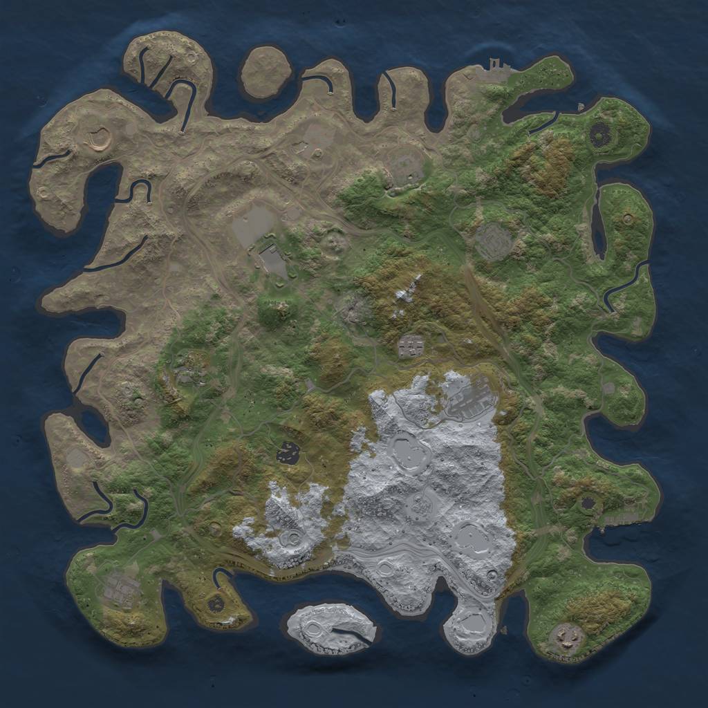 Rust Map: Procedural Map, Size: 4500, Seed: 1591708518, 18 Monuments