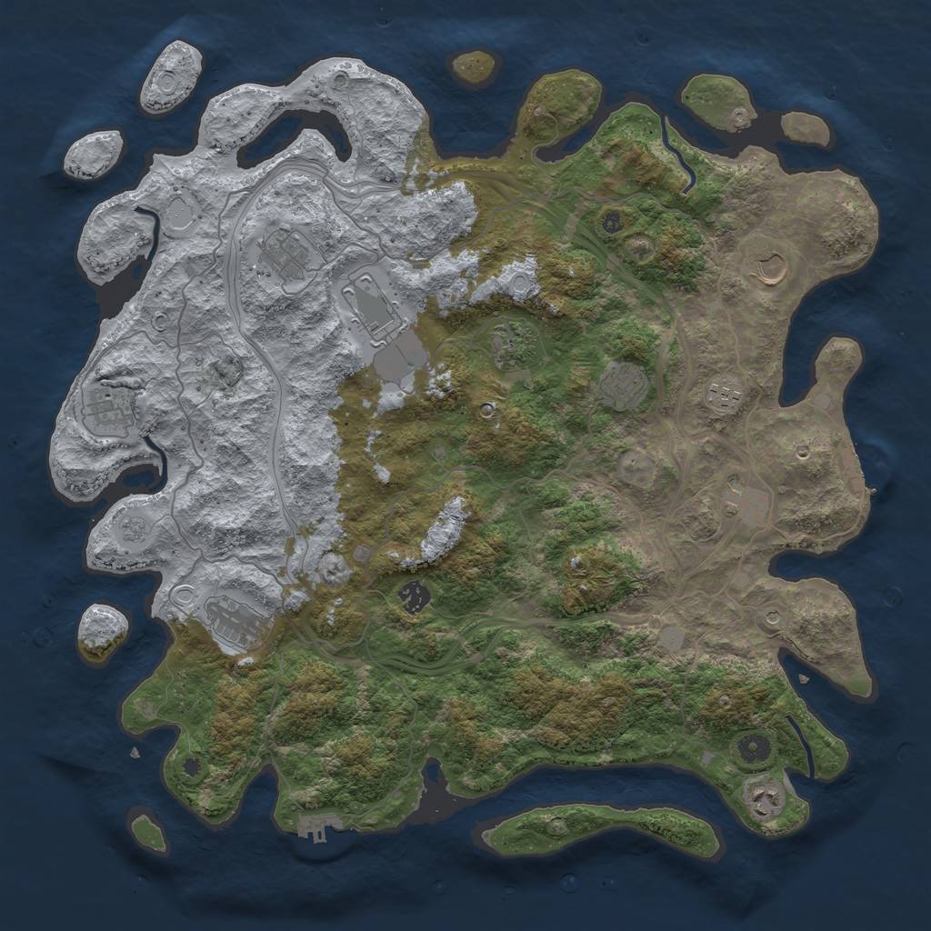 Rust Map: Procedural Map, Size: 4500, Seed: 1223233028, 18 Monuments