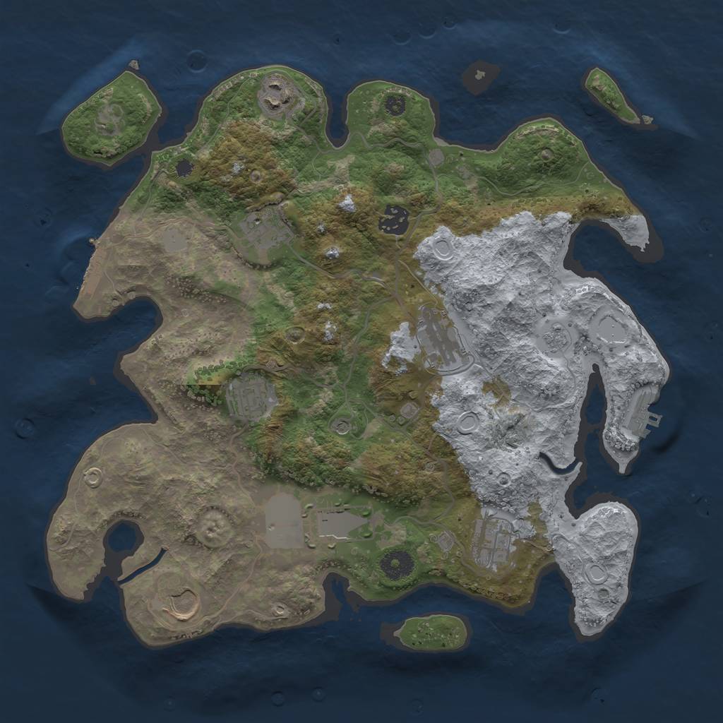 Rust Map: Procedural Map, Size: 3500, Seed: 302926951, 15 Monuments
