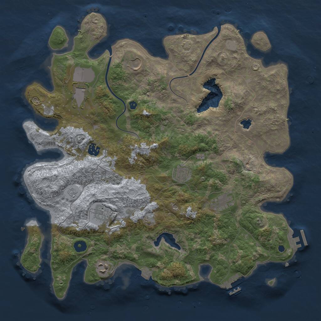 Rust Map: Procedural Map, Size: 4000, Seed: 1212154338, 14 Monuments