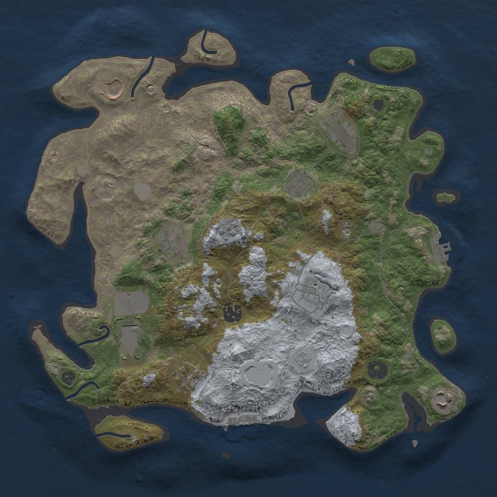 Rust Map: Procedural Map, Size: 3750, Seed: 1929427681, 17 Monuments