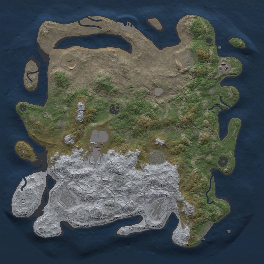 Rust Map: Procedural Map, Size: 4000, Seed: 713777, 16 Monuments