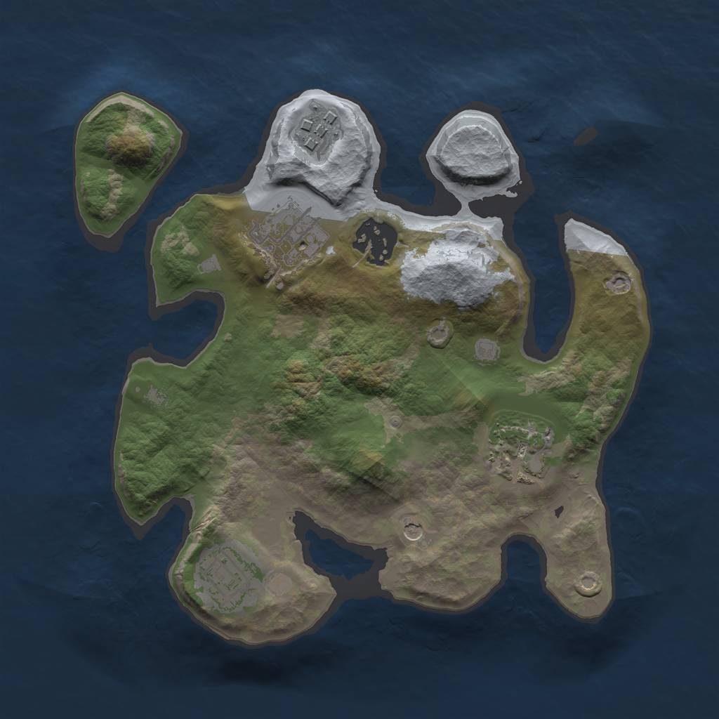 Rust Map: Barren, Size: 2456, Seed: 2147483645, 8 Monuments