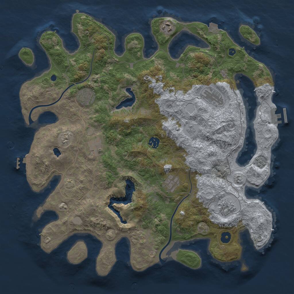 Rust Map: Procedural Map, Size: 4000, Seed: 1468322043, 14 Monuments