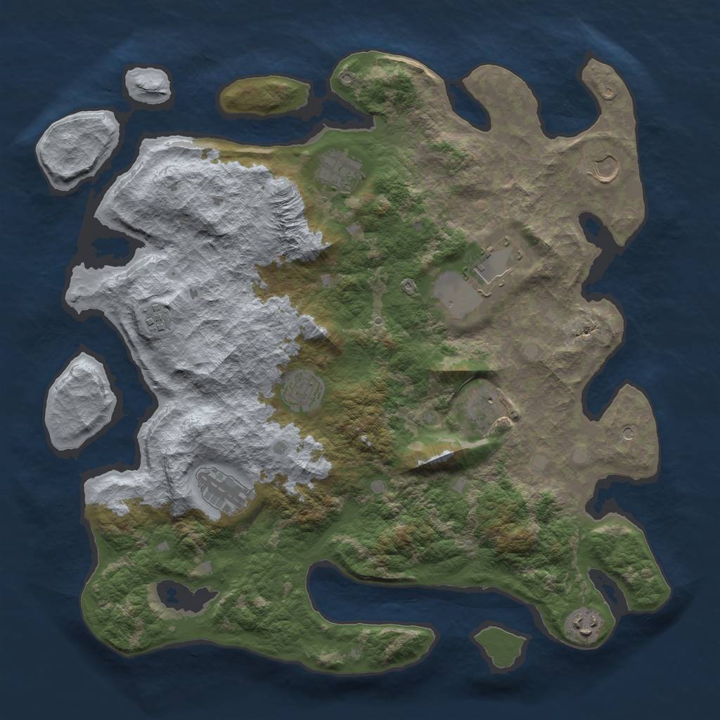 Rust Map: Barren, Size: 4000, Seed: 143245, 11 Monuments