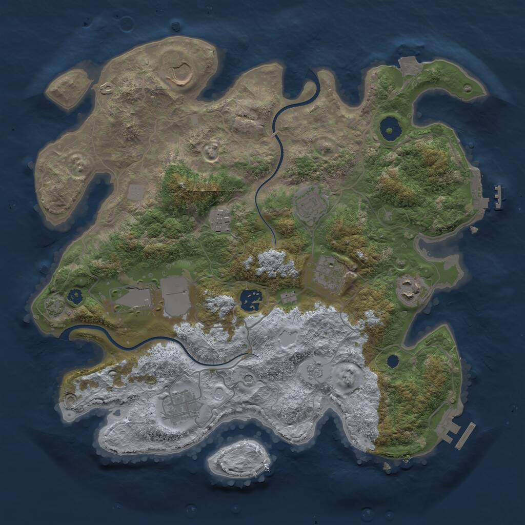 Rust Map: Procedural Map, Size: 3500, Seed: 630644, 14 Monuments