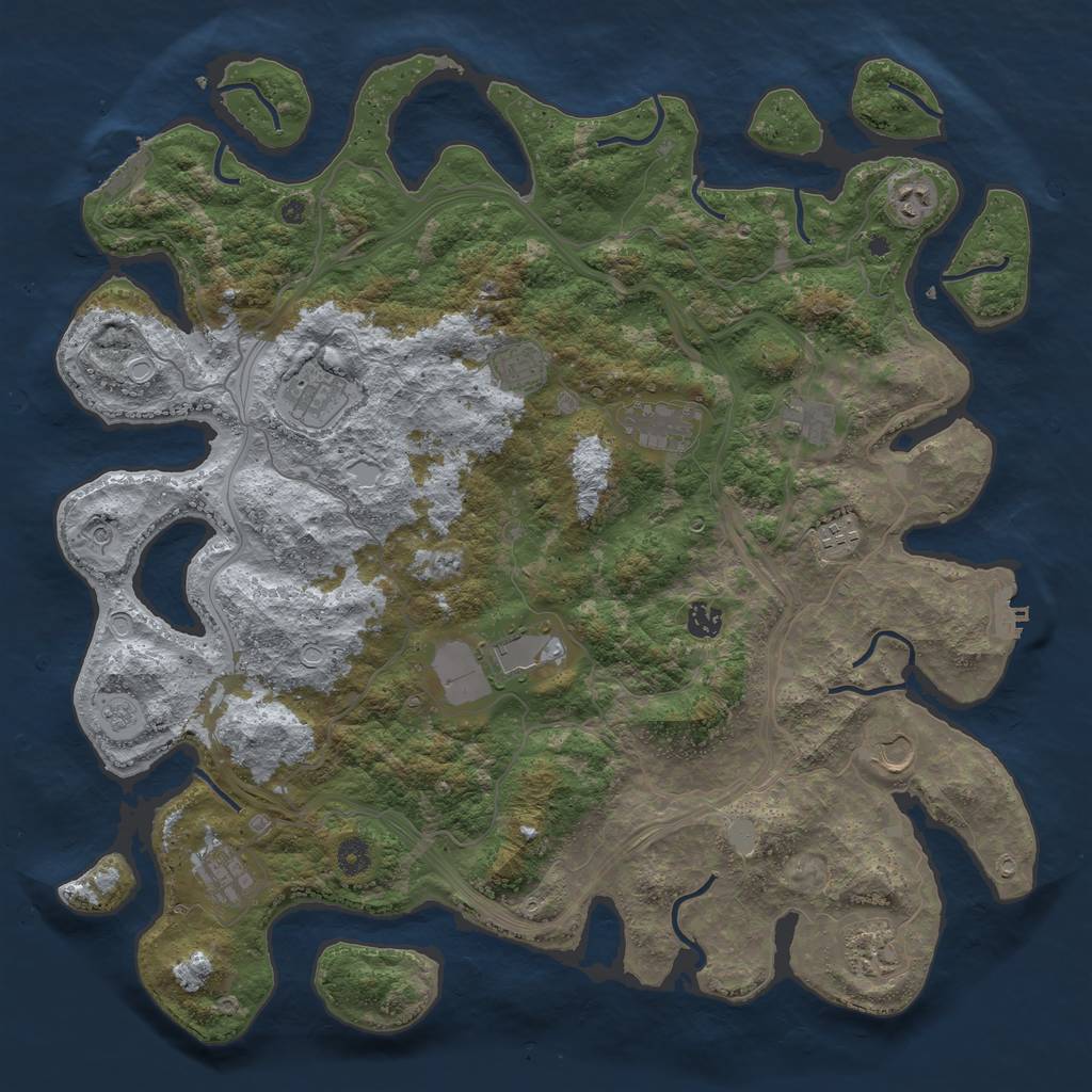 Rust Map: Procedural Map, Size: 4500, Seed: 1152915620, 18 Monuments