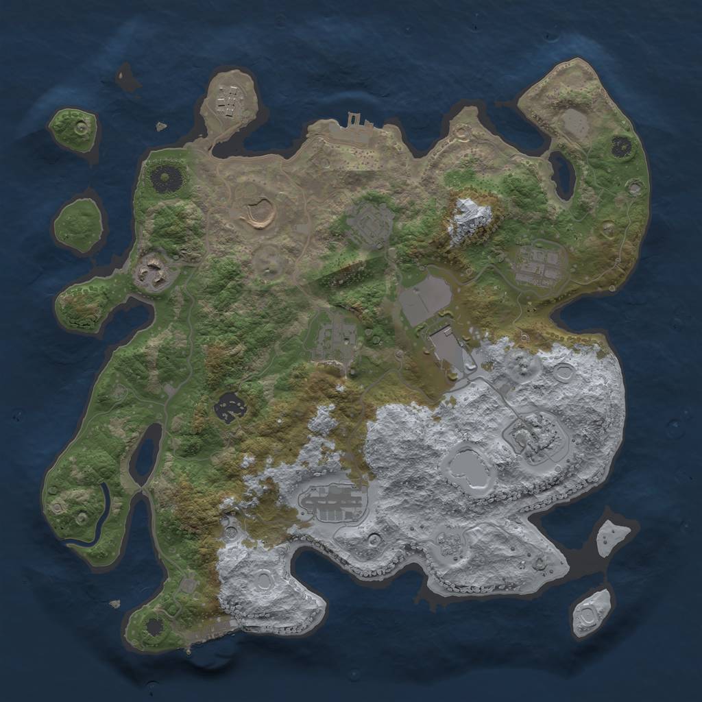 Rust Map: Procedural Map, Size: 3500, Seed: 274067617, 17 Monuments