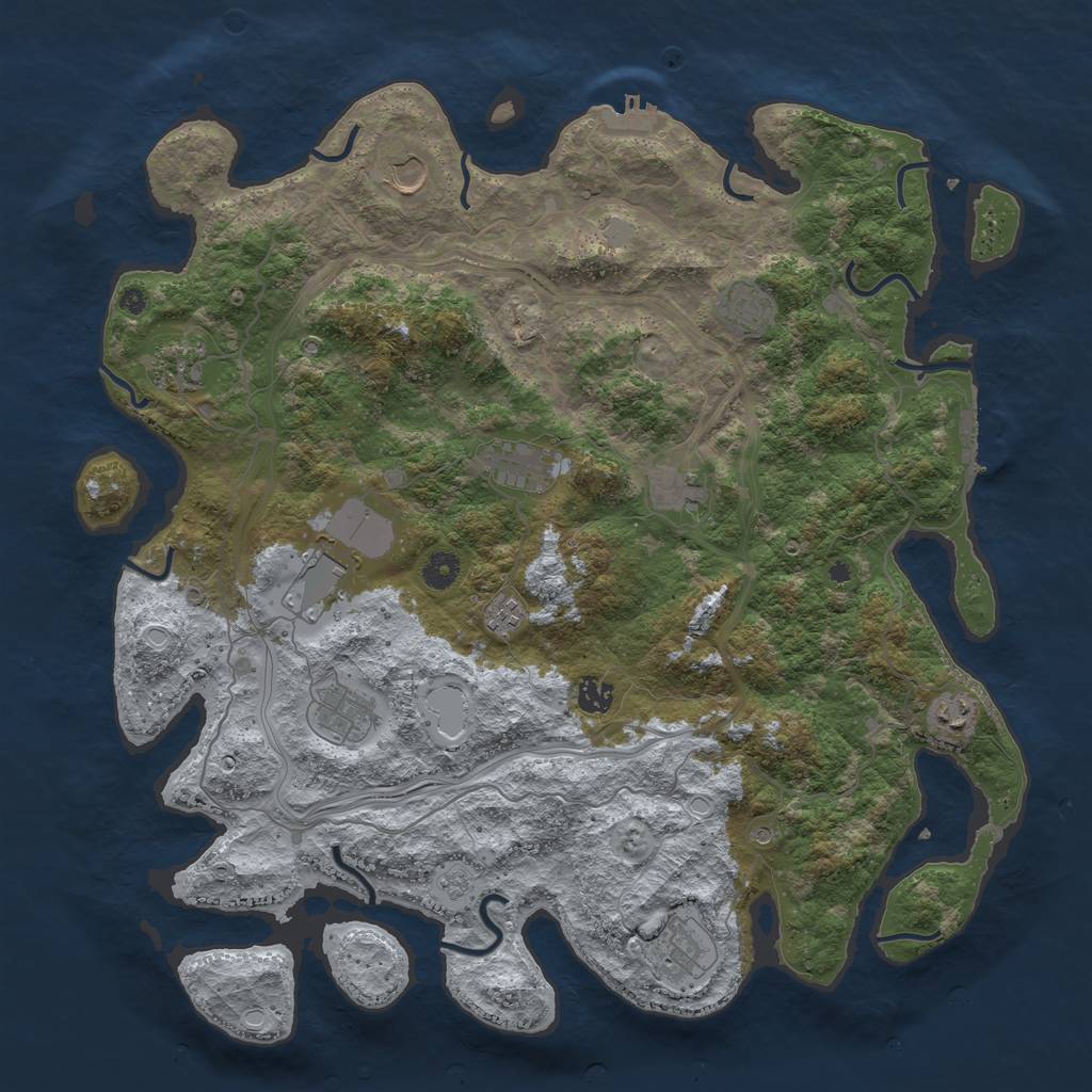 Rust Map: Procedural Map, Size: 4400, Seed: 837284923, 18 Monuments