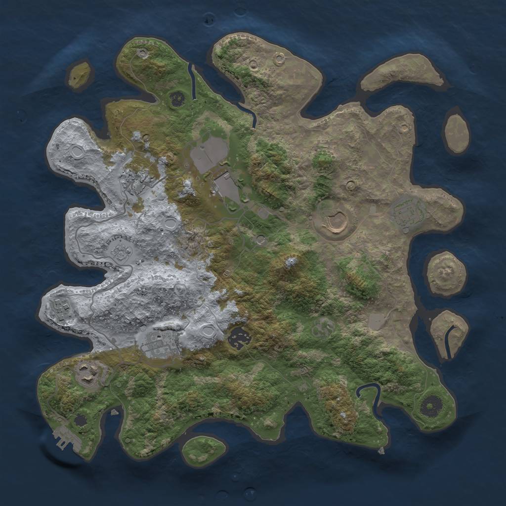 Rust Map: Procedural Map, Size: 3500, Seed: 1682280151, 14 Monuments