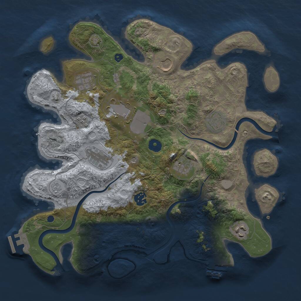 Rust Map: Procedural Map, Size: 3500, Seed: 1682280151, 15 Monuments