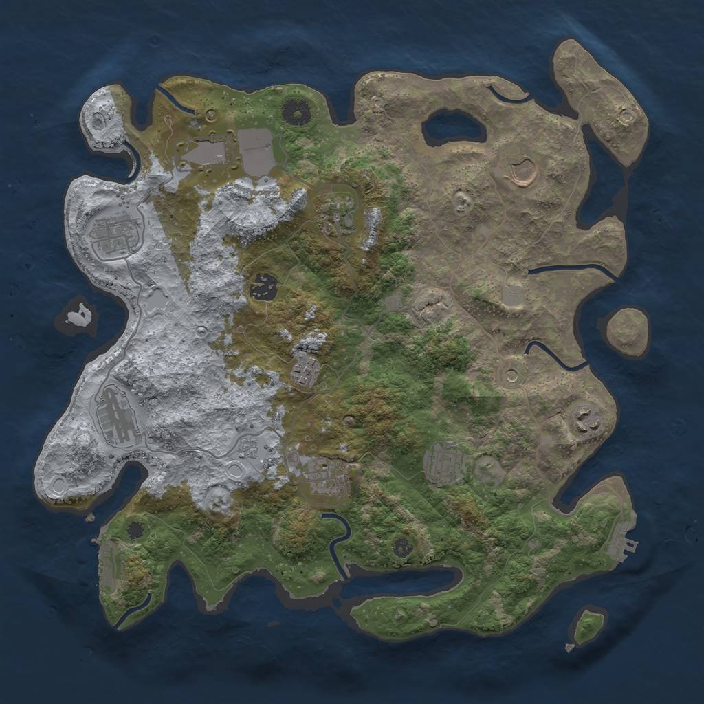 Rust Map: Procedural Map, Size: 3750, Seed: 13384, 17 Monuments