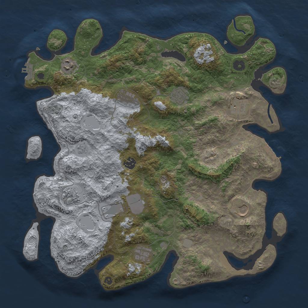 Rust Map: Procedural Map, Size: 3950, Seed: 841122, 17 Monuments