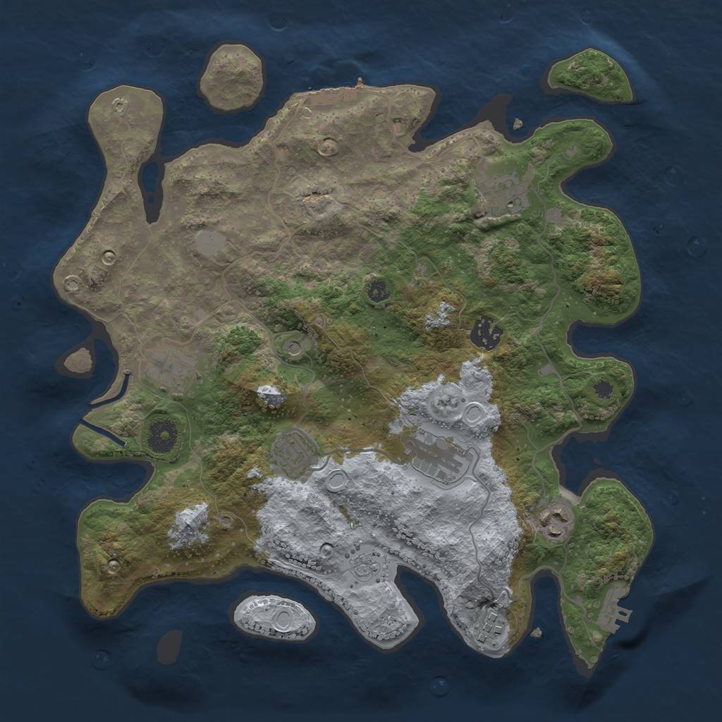 Rust Map: Procedural Map, Size: 3400, Seed: 2042753765, 14 Monuments