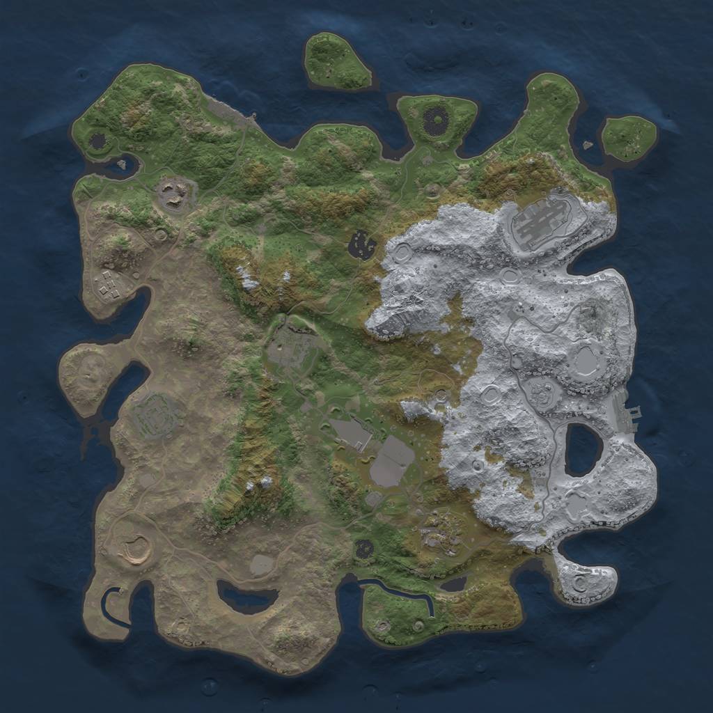 Rust Map: Procedural Map, Size: 3800, Seed: 2848278, 16 Monuments