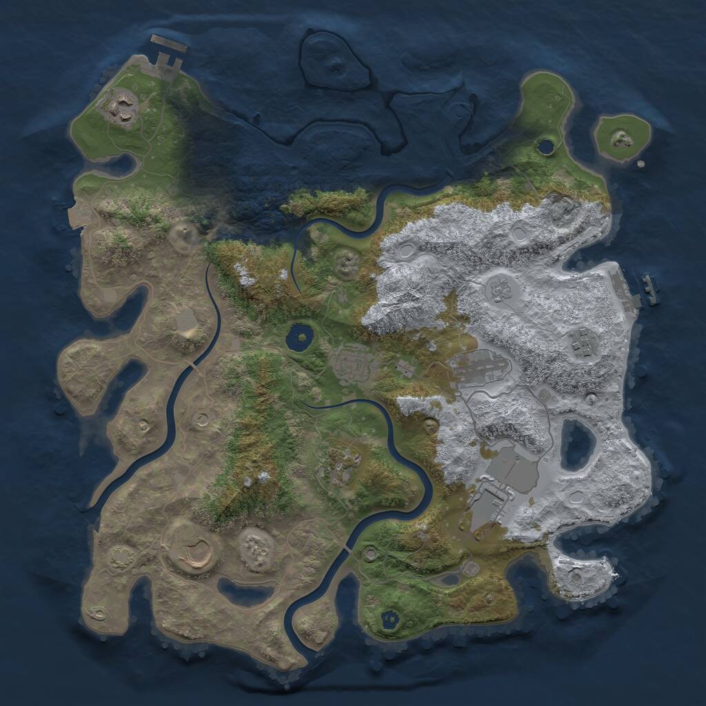 Rust Map: Procedural Map, Size: 3800, Seed: 2848278, 13 Monuments
