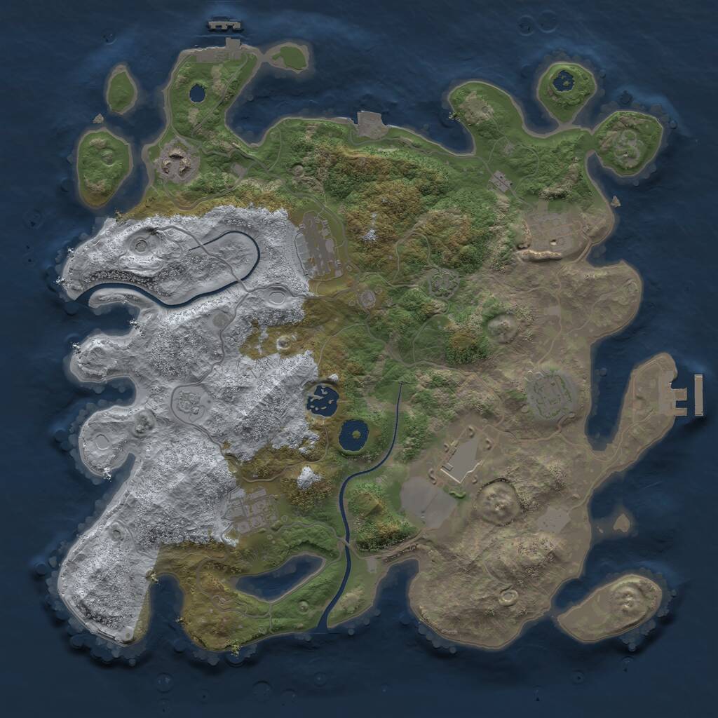 Rust Map: Procedural Map, Size: 3500, Seed: 420560, 13 Monuments