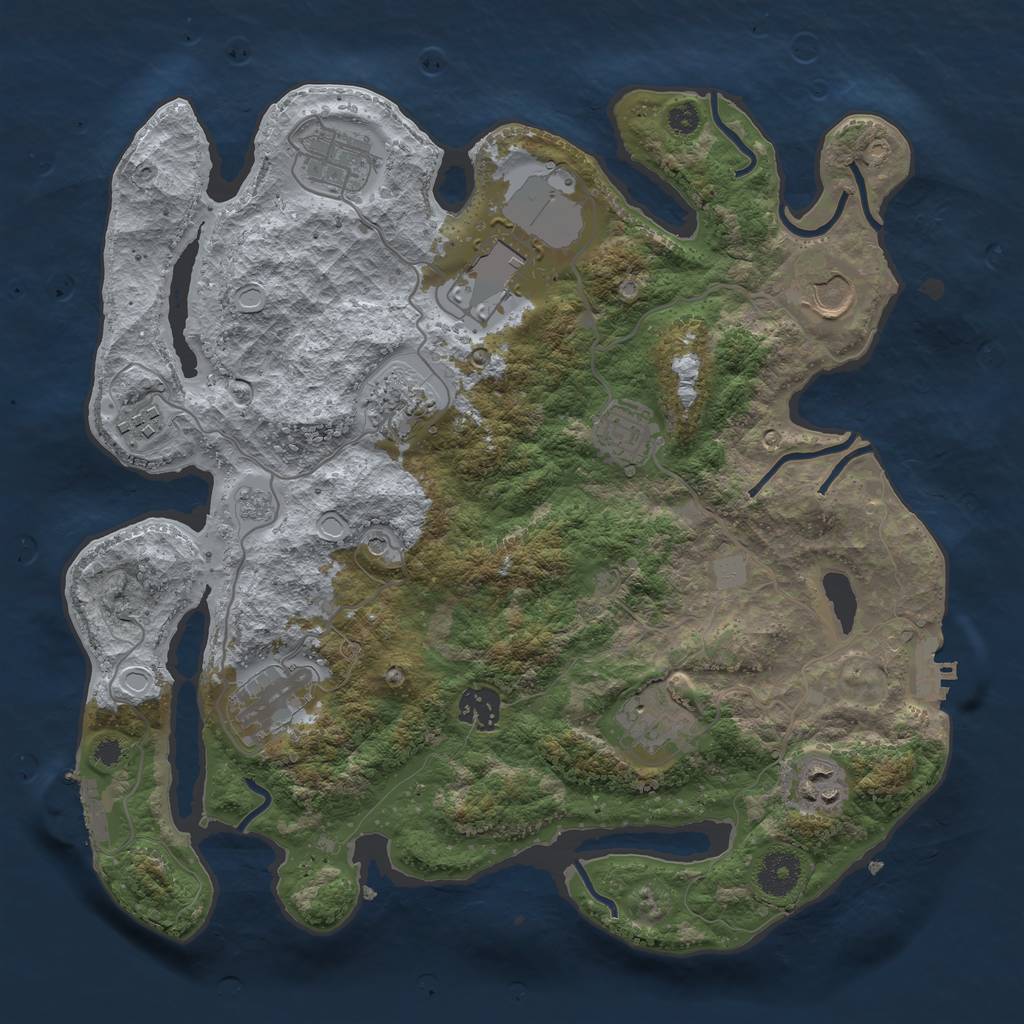 Rust Map: Procedural Map, Size: 3500, Seed: 53302436, 17 Monuments