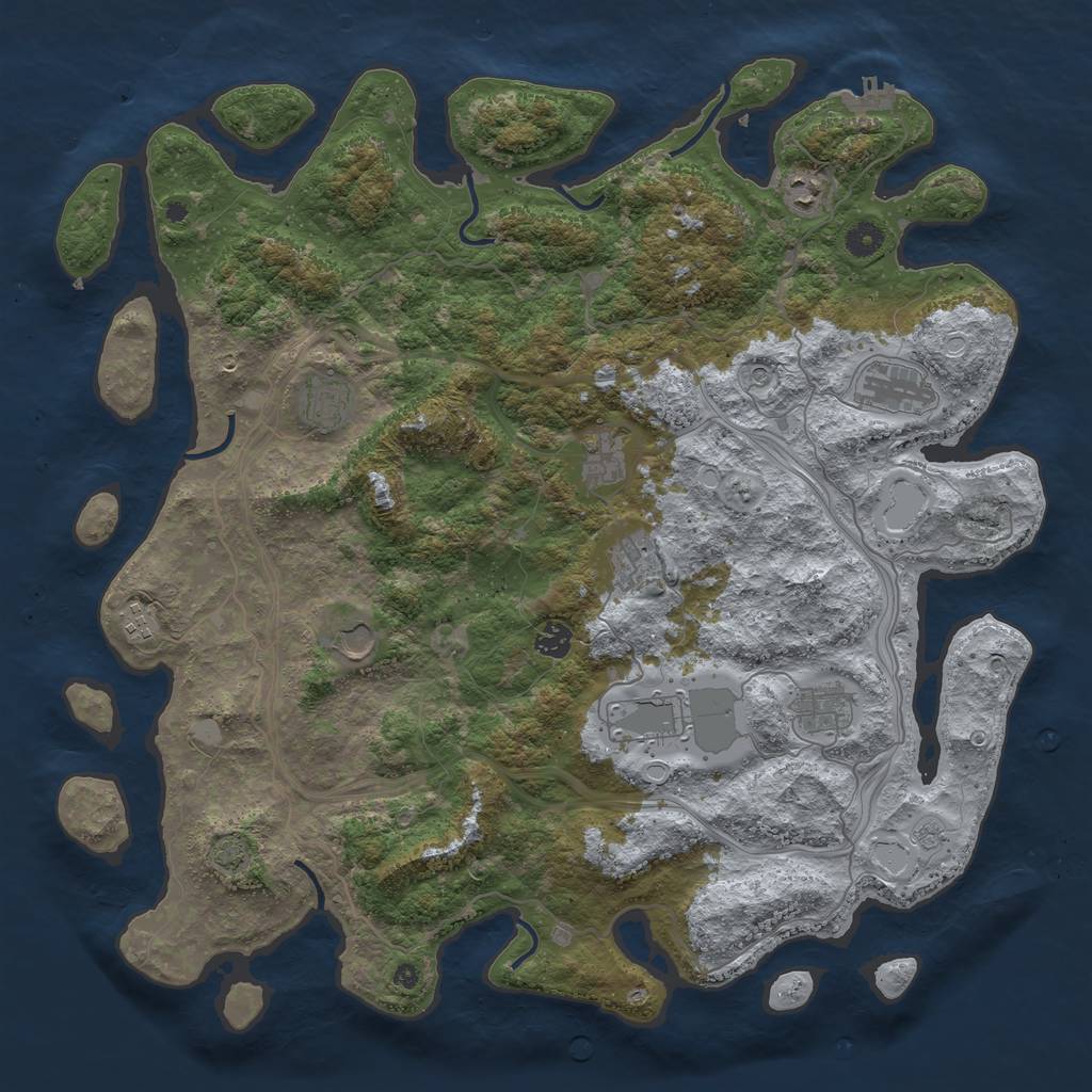 Rust Map: Procedural Map, Size: 4500, Seed: 680690661, 17 Monuments