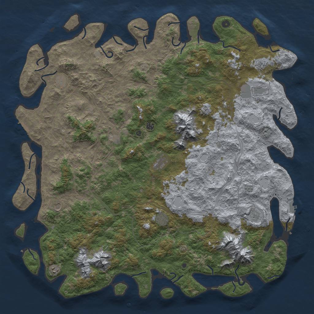 Rust Map: Procedural Map, Size: 6000, Seed: 399333557, 18 Monuments