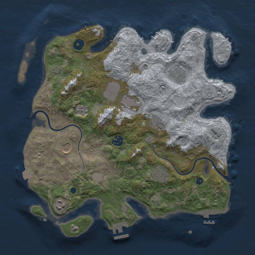 Rust Map: Procedural Map, Size: 3500, Seed: 119650692, 14 Monuments