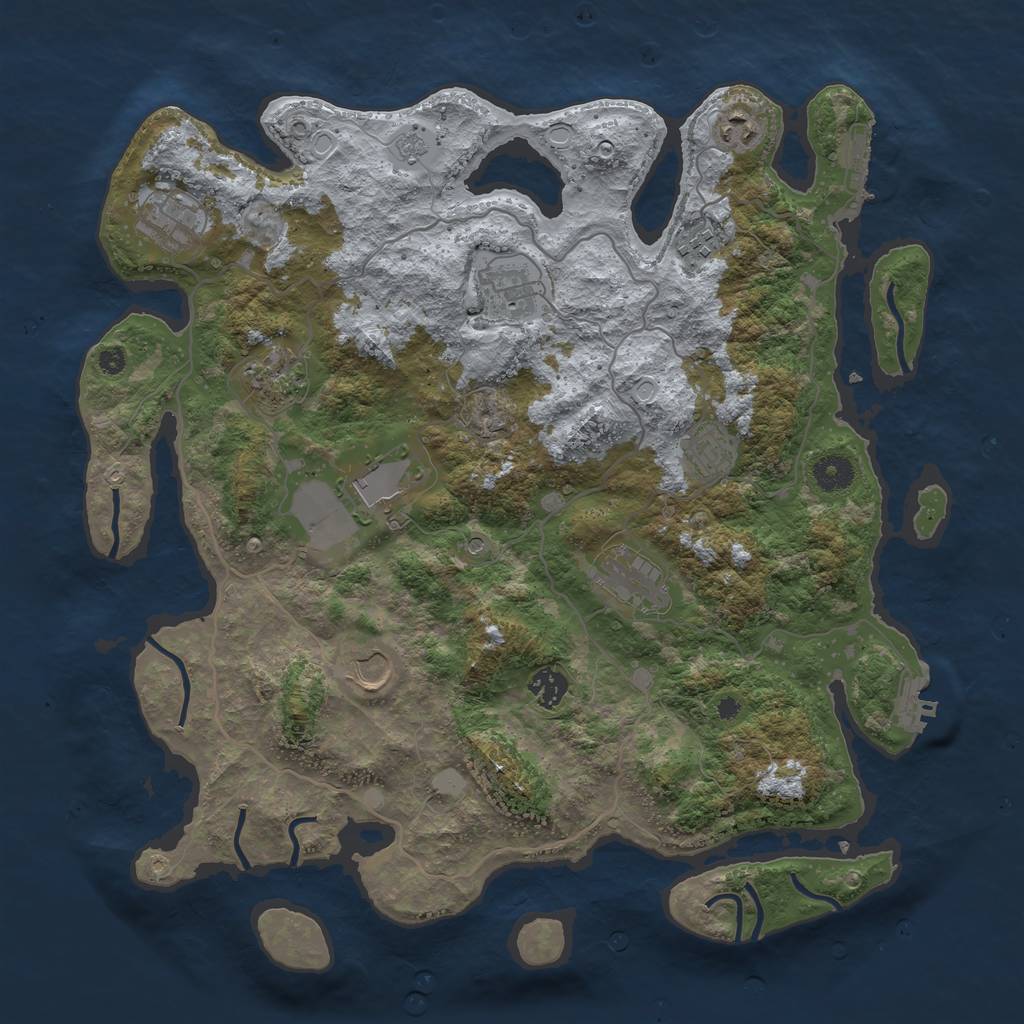 Rust Map: Procedural Map, Size: 4000, Seed: 918301355, 17 Monuments