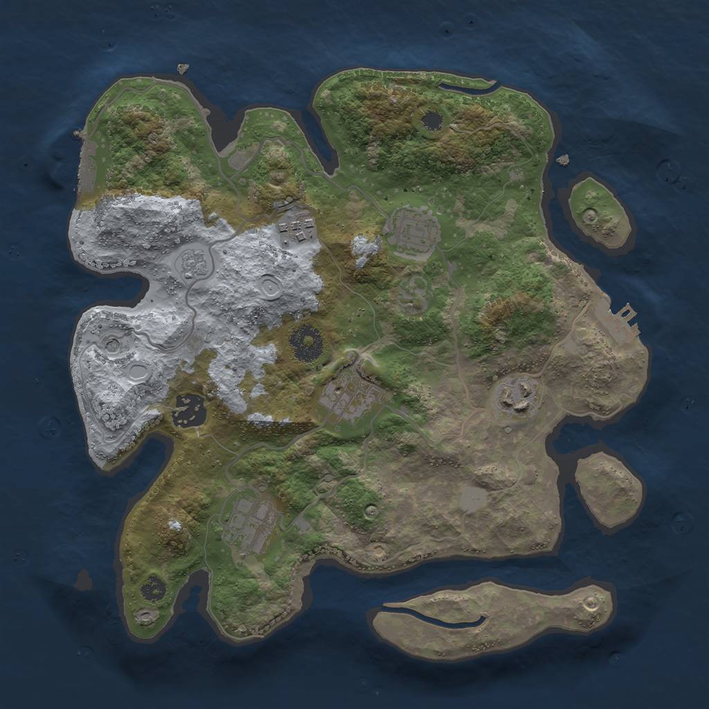 Rust Map: Procedural Map, Size: 3000, Seed: 1216648187, 13 Monuments