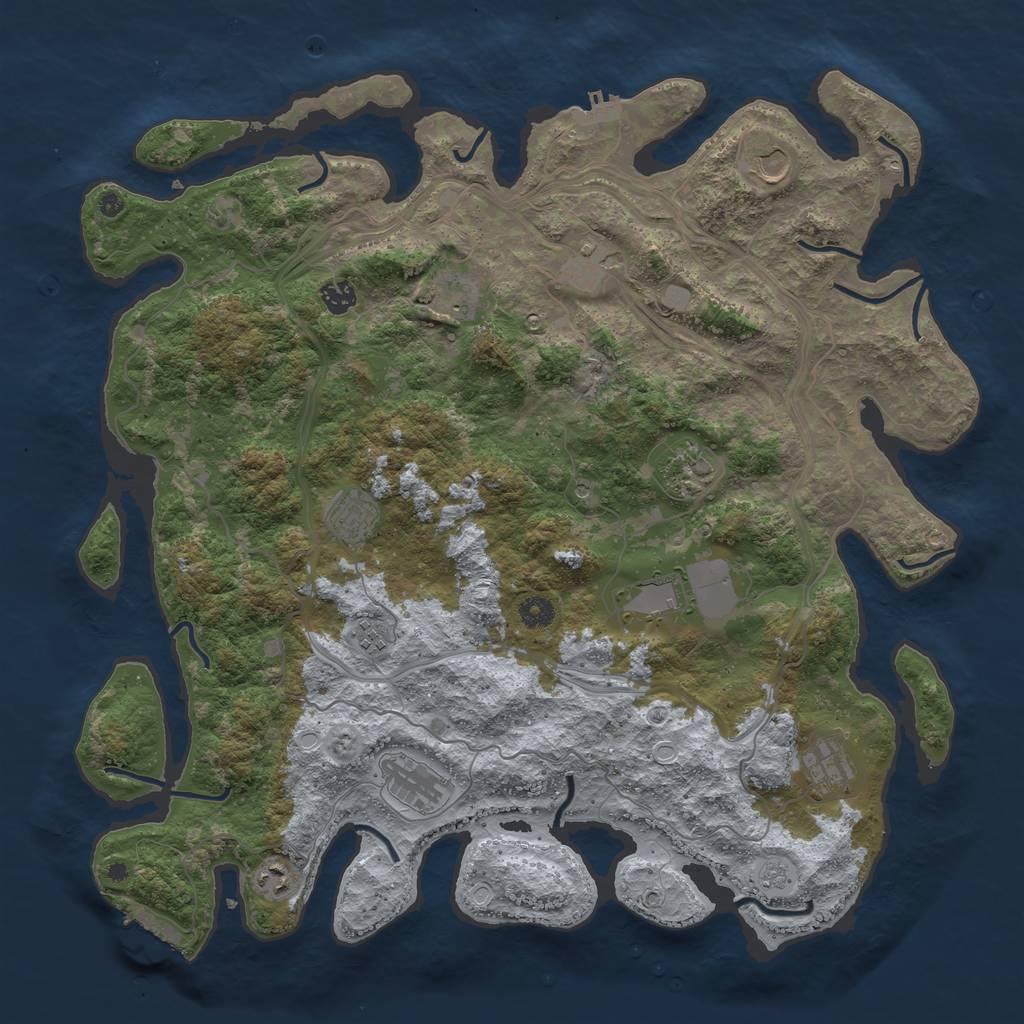 Rust Map: Procedural Map, Size: 4500, Seed: 59560707, 18 Monuments