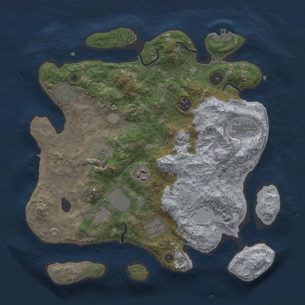 Rust Map: Procedural Map, Size: 3500, Seed: 245853573, 13 Monuments