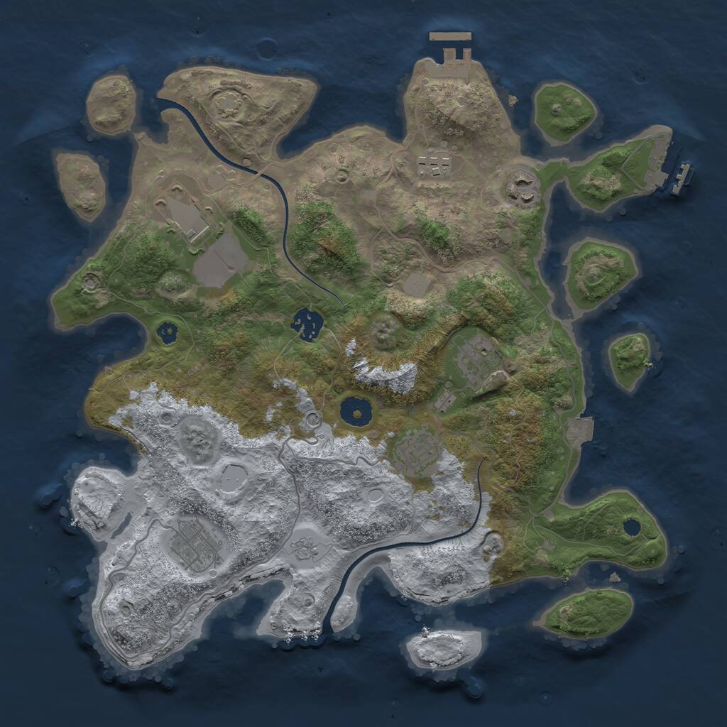 Rust Map: Procedural Map, Size: 3500, Seed: 3486488, 13 Monuments