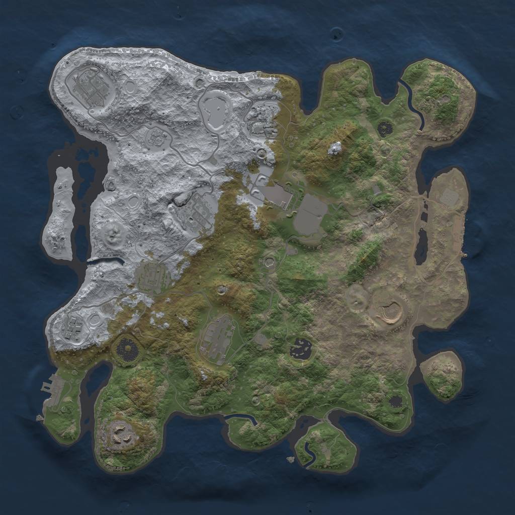 Rust Map: Procedural Map, Size: 3500, Seed: 536259990, 17 Monuments