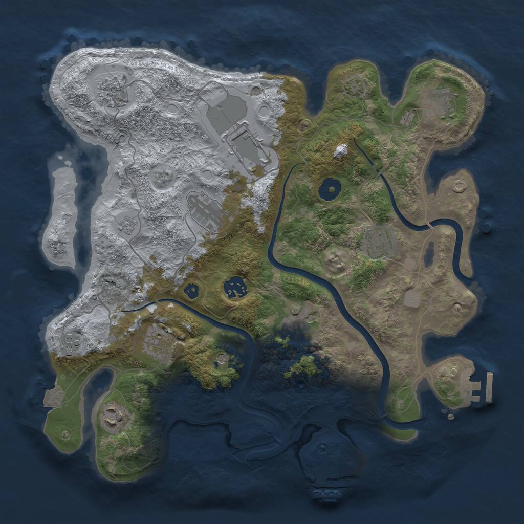 Rust Map: Procedural Map, Size: 3500, Seed: 536259990, 16 Monuments